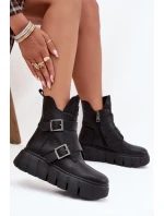 Dámské kotníkové boty s pásky a přezkami Vinceza – černé Dámské kotníkové boty s pásky a přezkami Vinceza – černé