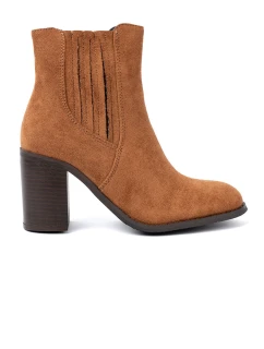 Originální  kotníčkové boty dámské Karmelowy na širokém podpatku