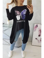 Oversize halenka s potiskem černá Oversize halenka s potiskem černá