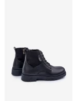 Kožené Zateplené Kotníkové Boty Pánské Big Star model 21675410 Černé - Big Star Shoes Kožené Zateplené Kotníkové Boty Pánské Big Star model 21675410 Černé - Big Star Shoes