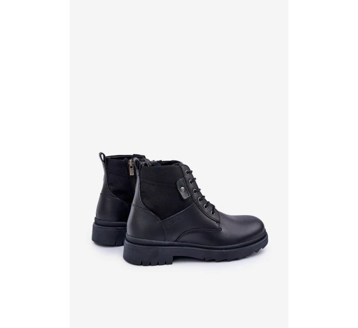 Kožené Zateplené Kotníkové Boty Pánské Big Star model 21675410 Černé - Big Star Shoes Kožené Zateplené Kotníkové Boty Pánské Big Star model 21675410 Černé - Big Star Shoes