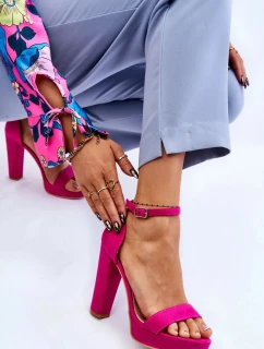 Semišové Sandály Na Podpatku Fuchsie Spectacular