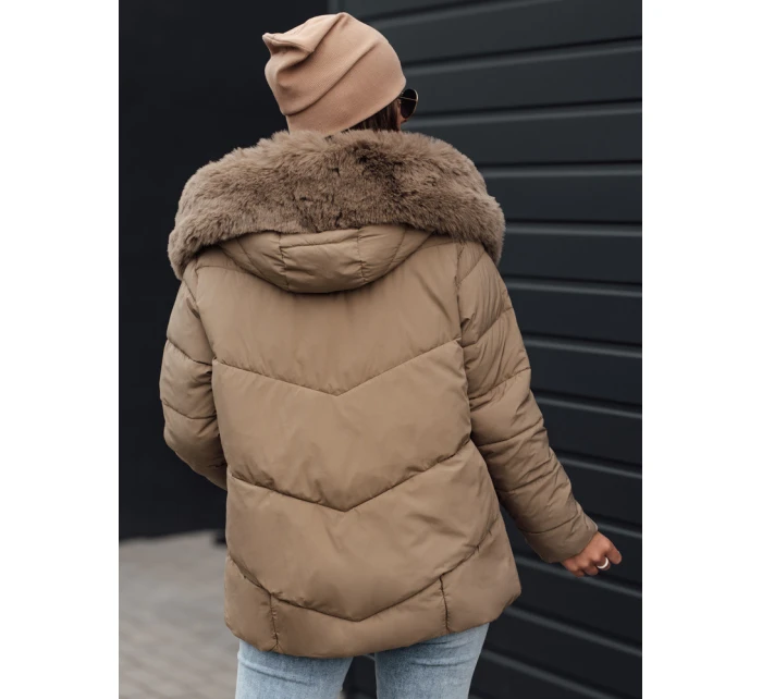 Dámská zimní bunda FIXMIX s prošívanou kapucí béžová FashionStreet TY4673