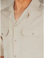 Pánská béžová košile s krátkým rukávem Dstreet model 21990442 - FashionStreet