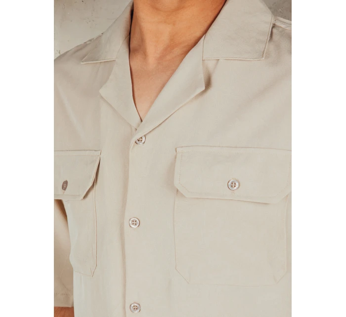 Pánská béžová košile s krátkým rukávem Dstreet model 21990442 - FashionStreet