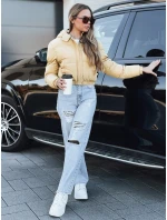 Dámská krátká zimní bunda s kapucí žlutá FashionStreet TY5360