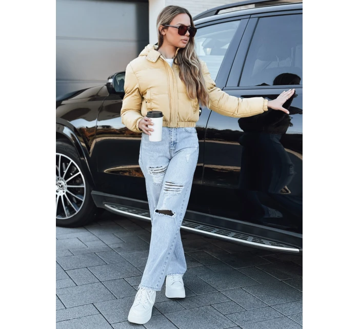 Dámská krátká zimní bunda s kapucí žlutá FashionStreet TY5360