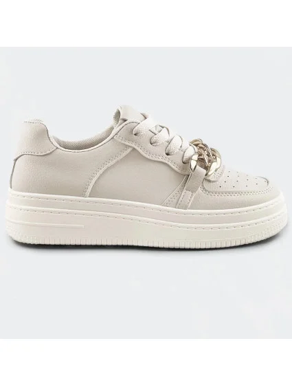 Béžové dámské sportovní boty s řetízkem (B-545)