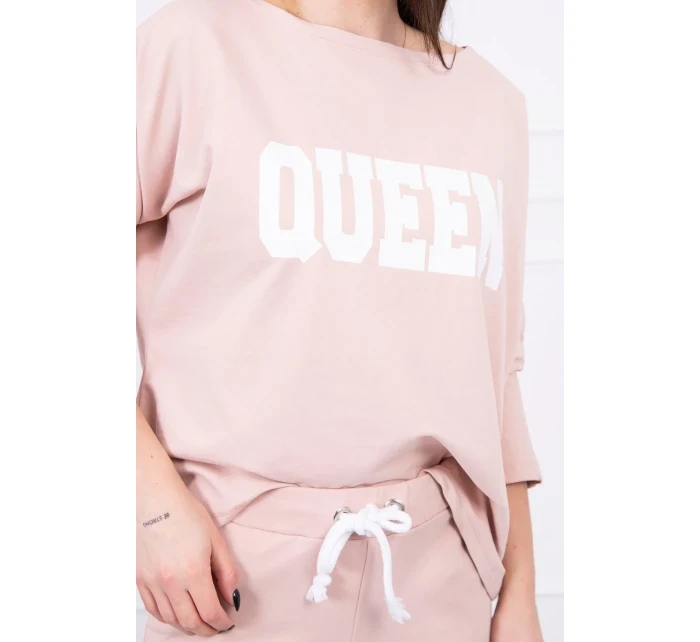 Sada s potiskem Queen tmavě pudrově růžová Sada s potiskem Queen tmavě pudrově růžová