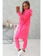 Zateplená sada s dlouhou mikinou růžová neonová