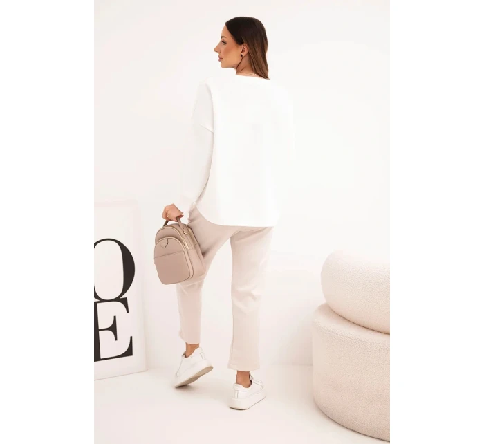 Komplet dámský máslový s kontrastní model 21938004 béžový - K-Fashion Komplet dámský máslový s kontrastní model 21938004 béžový - K-Fashion