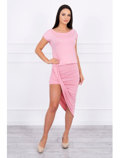 Asymetrické šaty pudrově růžové