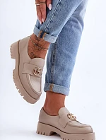 Dámské kůže polobotky s ozdobou Bežové Rosefalls