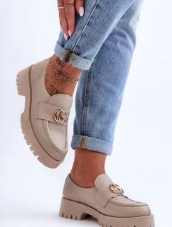 Dámské kůže polobotky s ozdobou Bežové model 21630060 - Laura Messi