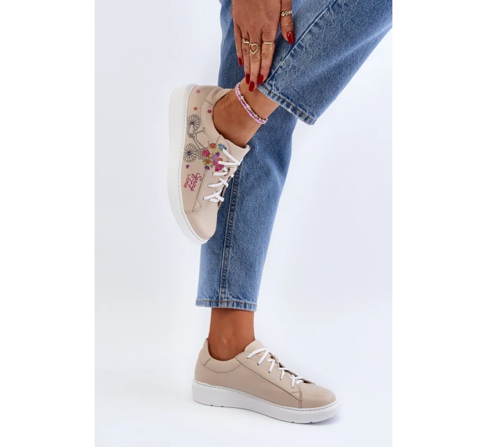 Dámské kožené tenisky Zazoo 024/TAMARA béžové