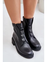 Kožené boty na zip zateplené černé model 21675513 - EVENTO