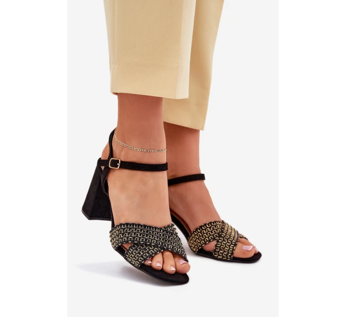 Dámské sandály na podpatku černé Almera Dámské sandály na podpatku černé Almera