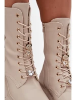 Dámské workery s přezkami Medvídek Srdce Béžové model 21744660 - Boto