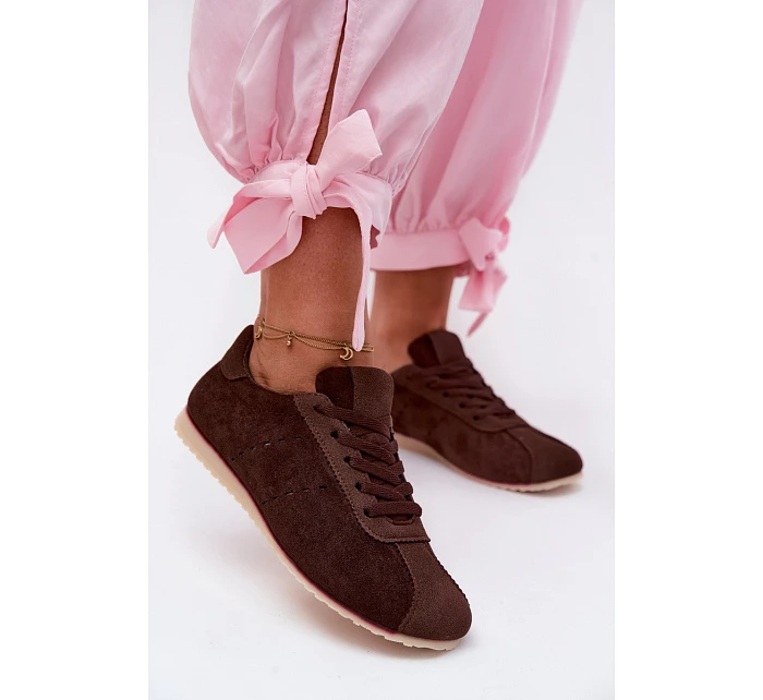 Dámské tenisky z eko semiše nízké čokoládové Melvelin