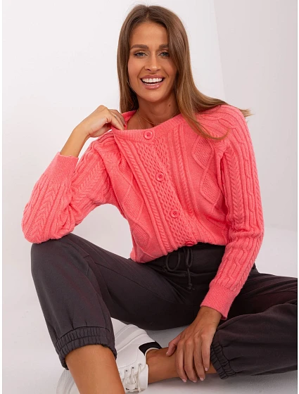 Sweter AT SW koralowy model 18975333 - FPrice Sweter AT SW koralowy model 18975333 - FPrice