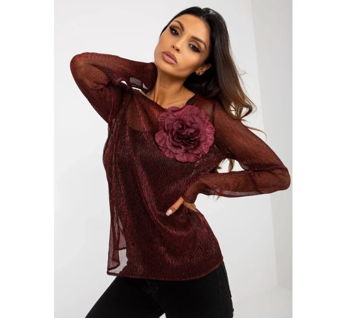 Dámská halenka s LK KMPL černá a červená model 18037022 - FPrice Dámská halenka s LK KMPL černá a červená model 18037022 - FPrice