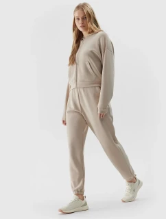 Dámská mikina s kapucí a zipem 4F - hnědá