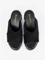 Jedinečné dámské černé  nazouváky na klínku