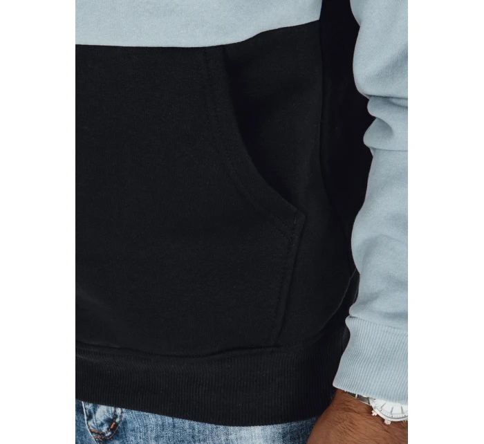 Pánská základní mikina s kapucí s modrými a černými pruhy FashionStreet BX5900
