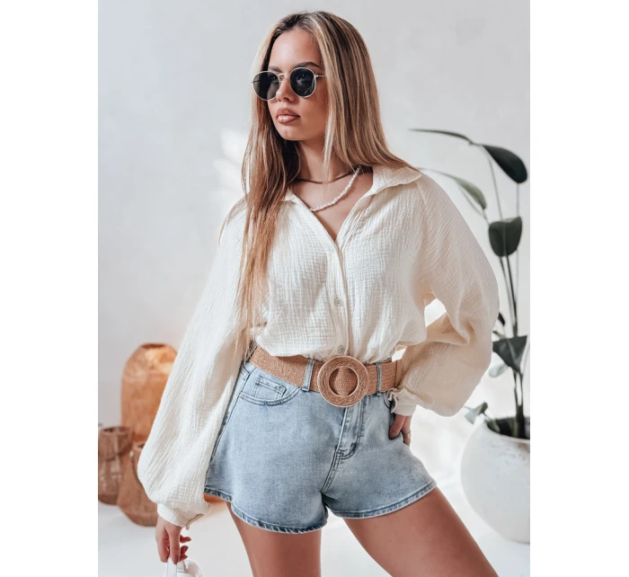 Dámská oversize mušelínová košile MUSLINEA krémová FashionStreet DY0480