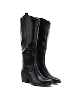Černé kožené kovbojské boty na podpatku,  model 22317012 - M. Daszyński