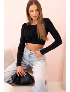 Dámská halenka s dlouhým rukávem a efektními volánky na prsou černý