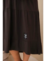 Dámská bavlněná sukni Plus Size s volánky a ohrnutým rukávem hnědá Dámská bavlněná sukni Plus Size s volánky a ohrnutým rukávem hnědá