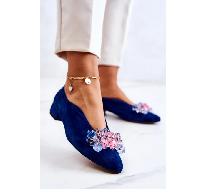 Elegantní Semišové Boty S Dekorací námořnická modrá model 21581728 - Boto