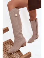 Kožené Semišové Kozačky   Cappuccino model 21718488 - Zazoo