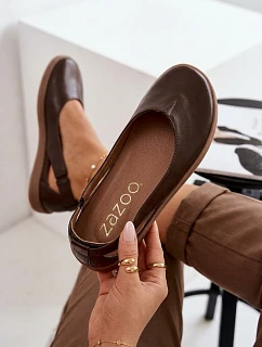 Kožené baleríny Barefoot model 22073665 Čokoládové - Zazoo