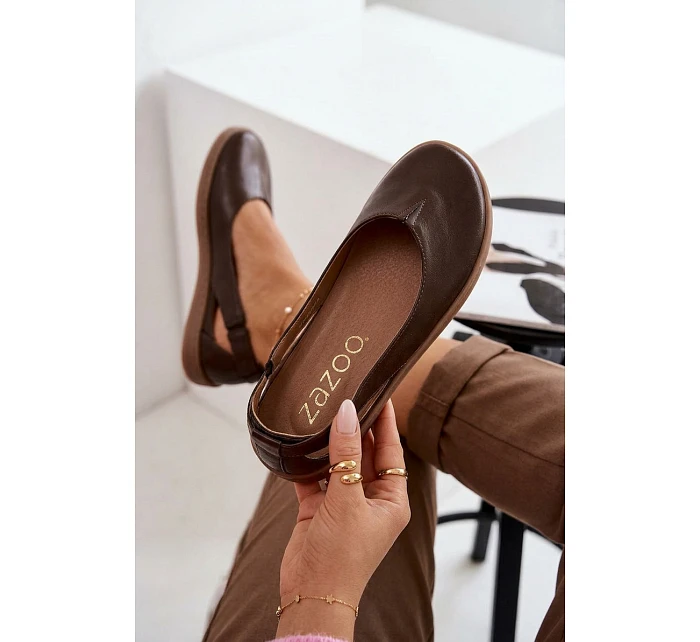 Kožené baleríny Barefoot model 22073665 Čokoládové - Zazoo Kožené baleríny Barefoot model 22073665 Čokoládové - Zazoo