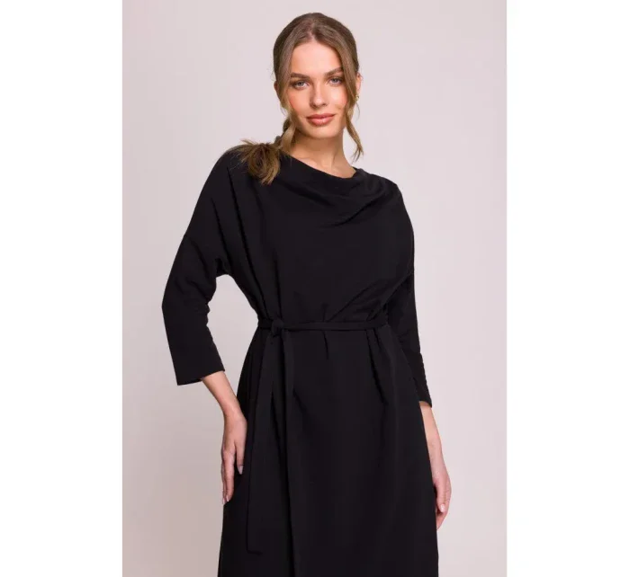 S403 Úpletové šaty nadměrné velikosti - černé