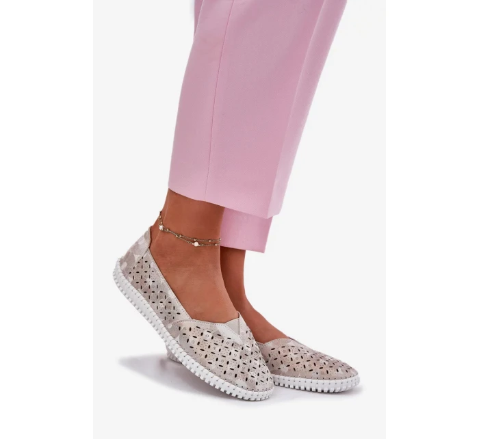 Dámské semišové ažurové polobotky Chulieta – zlatо/šedé Dámské semišové ažurové polobotky Chulieta – zlatо/šedé