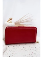 Lakovaná dámská peněženka s ražbou a zlatým detailem Evlinne – červená