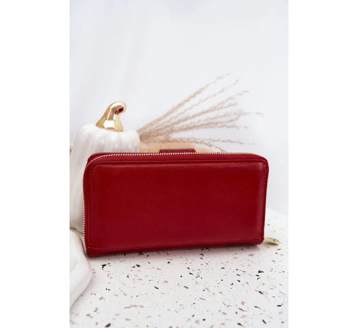 Lakovaná dámská peněženka s ražbou a zlatým detailem Evlinne – červená