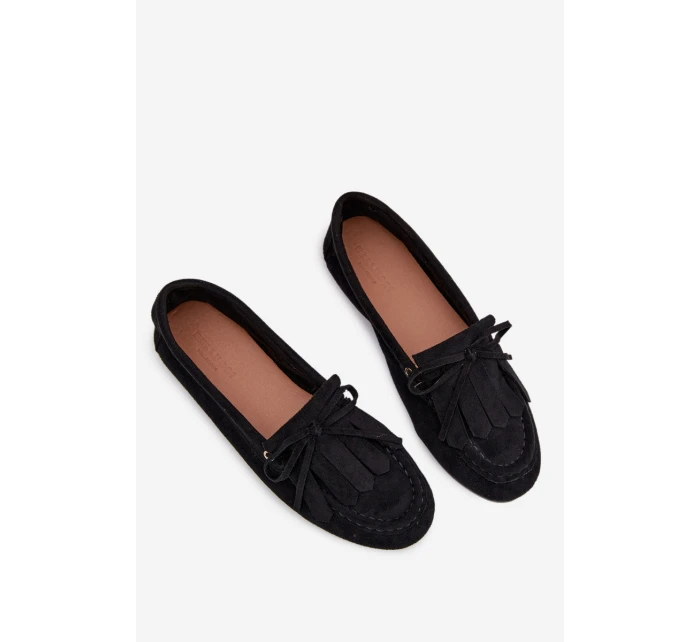 Dámské mokasíny se šněrováním a třásněmi – černé Glorina Dámské mokasíny se šněrováním a třásněmi – černé Glorina