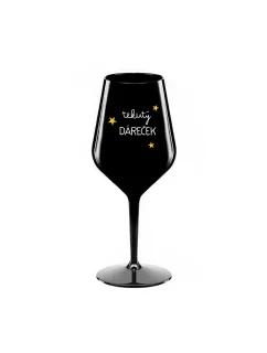 TEKUTÝ DÁREČEK - černá nerozbitná sklenice na víno 470 ml
