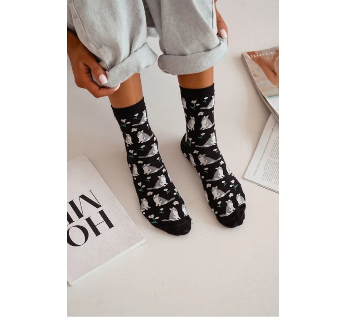 Dámské ponožky Kočky a květiny 0200.173