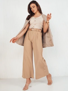 Dámské kalhoty se širokými nohavicemi ALZUR béžová FashionStreet UY1897