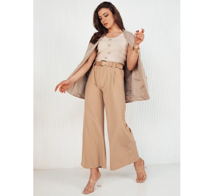 Dámské kalhoty se širokými nohavicemi ALZUR béžová FashionStreet UY1897