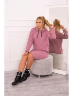 Šaty s kapucí a bočním rozparkem tmavě růžové Šaty s kapucí a bočním rozparkem tmavě růžové