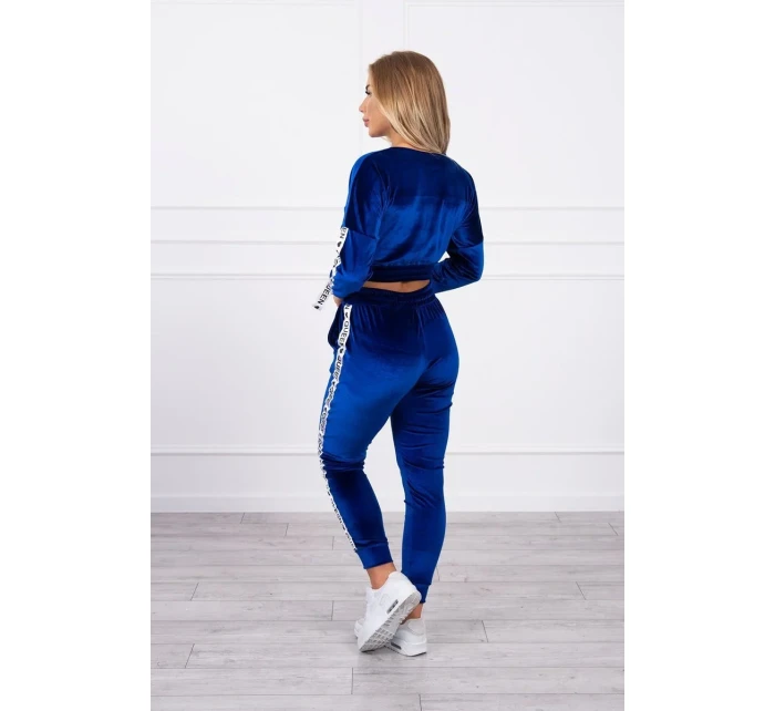 Chrpová velurová souprava Queen s nápisem