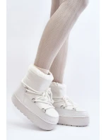 Dámské bílé zimní boty s vázáním model 21644962 - Boto Dámské bílé zimní boty s vázáním model 21644962 - Boto