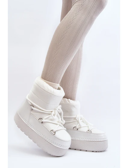 Dámské bílé zimní boty s vázáním model 21644962 - Boto Dámské bílé zimní boty s vázáním model 21644962 - Boto