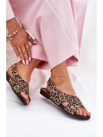 Dámské kožené sandály leopardí hnědé Zazoo 40407